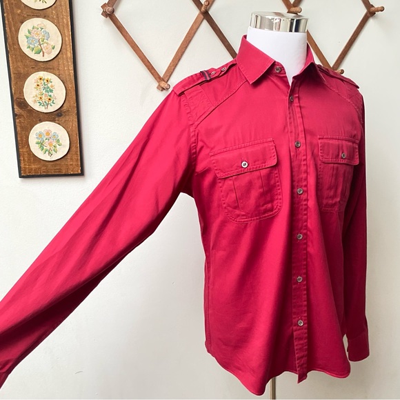 Gucci Military Web Trim Epaulette Button Down Shirt - Picture 15 of 16